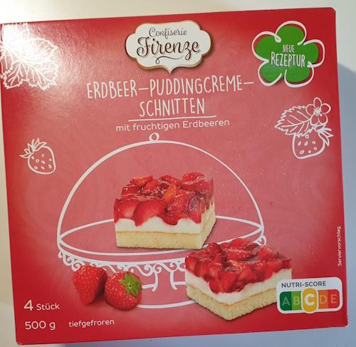 Erdbeer-Puddingcreme-Schnitten