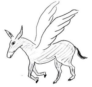 donkey with wings drawing