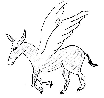 donkey with wings drawing