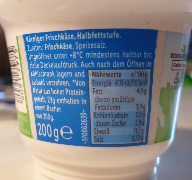 Körniger Frischkäse - Halbfettstufe reich an Protein 2