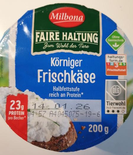 Körniger Frischkäse - Halbfettstufe reich an Protein
