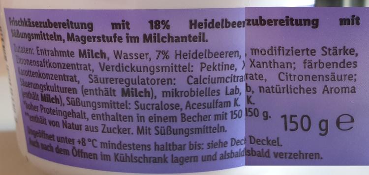 Milbona Skyr - Heidelbeere 13g Protein 3