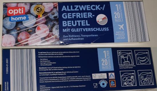 Allzweck Gefrierbeutel mit Gleitverschluss / Opti Home