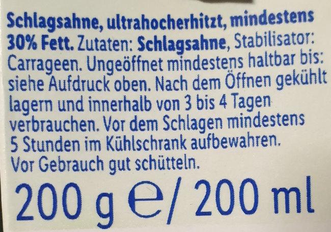 Schlagsahne - mind. 30% Fett 2