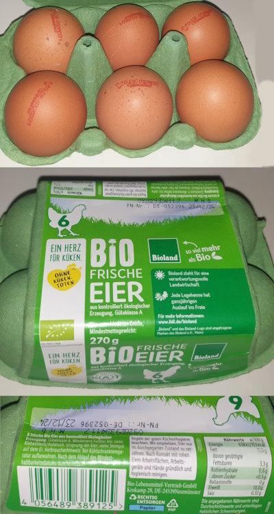 Bio Frische Eier - mindestens 270gr