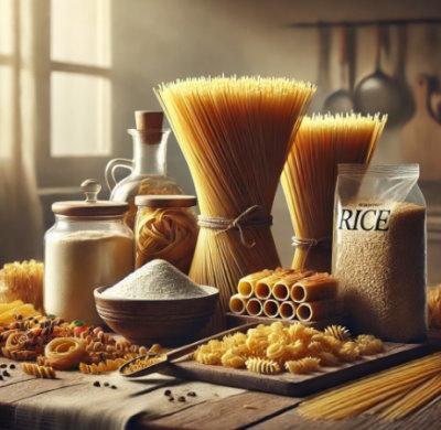 Pasta, Rice, Flour, Sugar