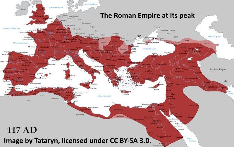 A map of the Roman Empire at its peak, apogée, Höhepunkt, στο ζενίθ της ακμής της