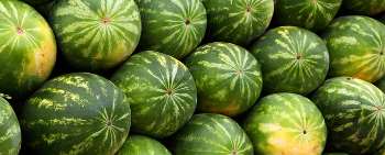 watermelons stacked for sale in the Super Market